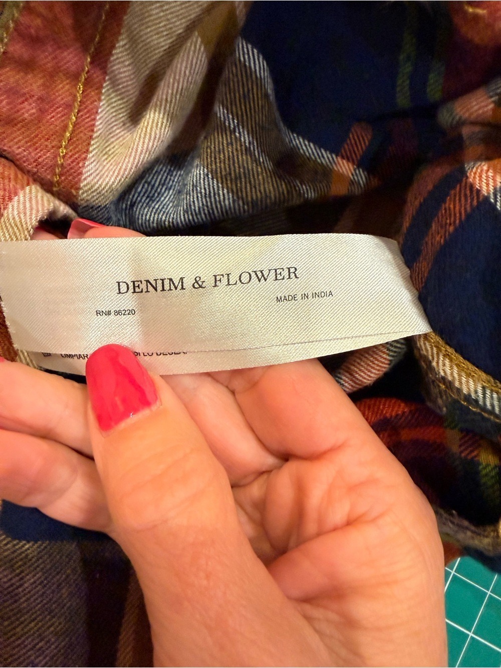 Denim & Flower Ricky Singh Plaid Flannel Shirt Large 100% Cotton Fall - Picture 8 of 10